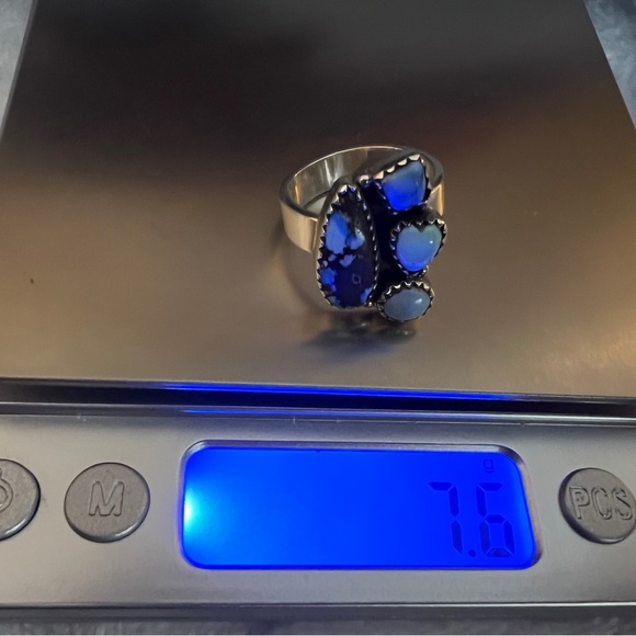 ❤️ Golden Hills Turquoise 925 Cluster Ring Sz 7.5 Adjustable Southwestern 7.6gm - Picture 8 of 10